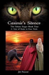 Casimir's Silence cover. Fantasy characters on a beach at sunset