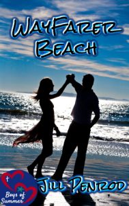 Wayfarer Beach cover. A couple dances by moonlight at the beach.