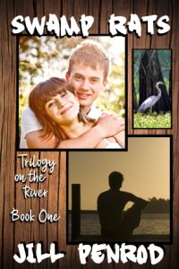 Swamp Rats cover. Image of a young couple, a heron, and a man on a dock